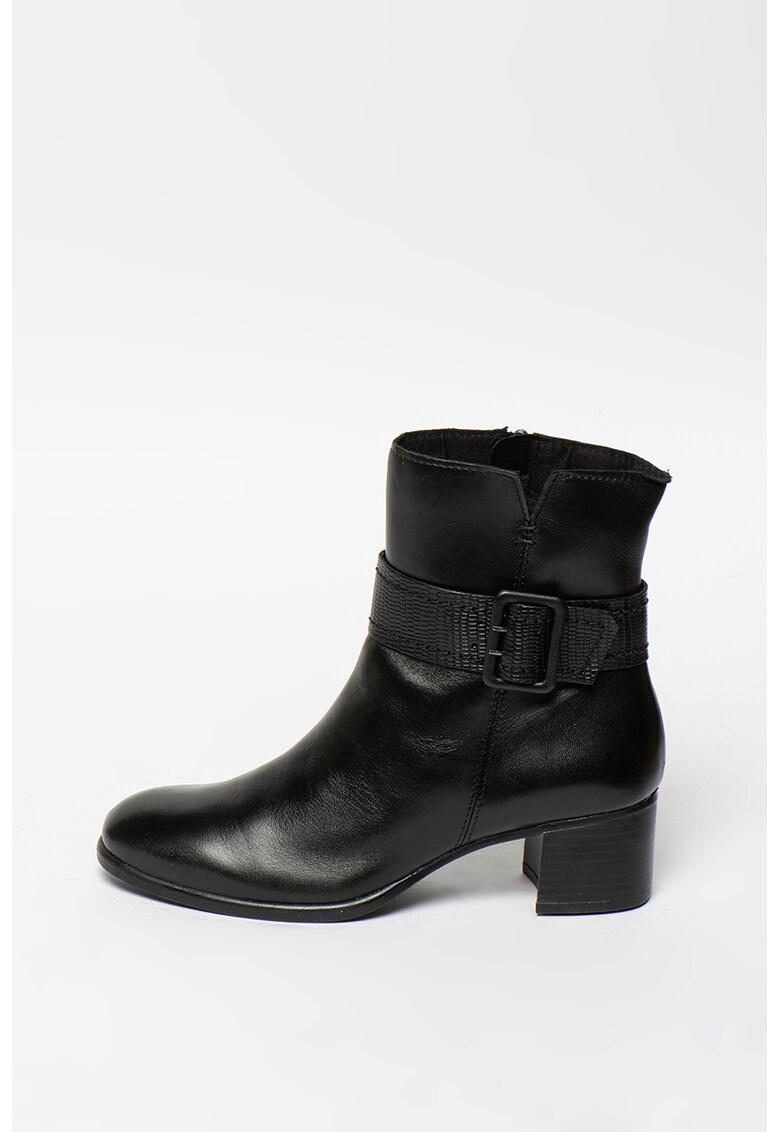 Botine de piele cu toc masiv