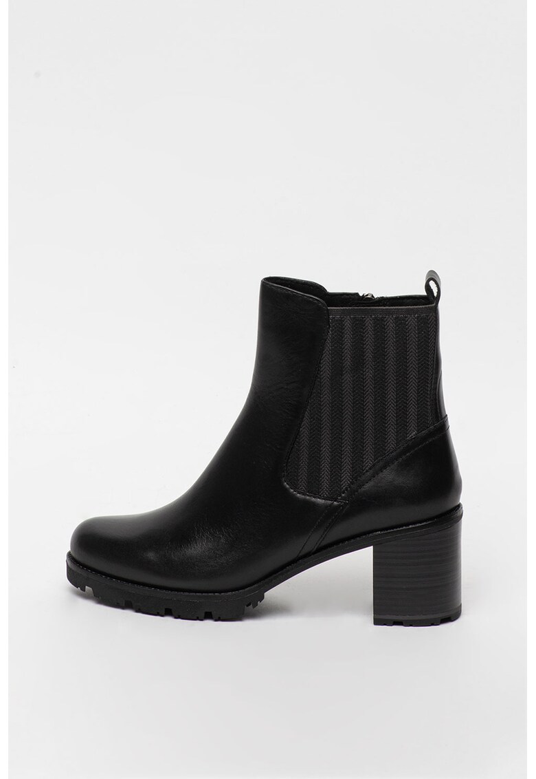 Botine de piele cu toc masiv