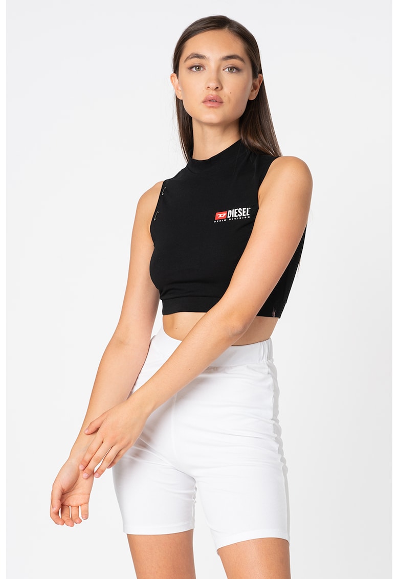 Top crop cu imprimeu logo