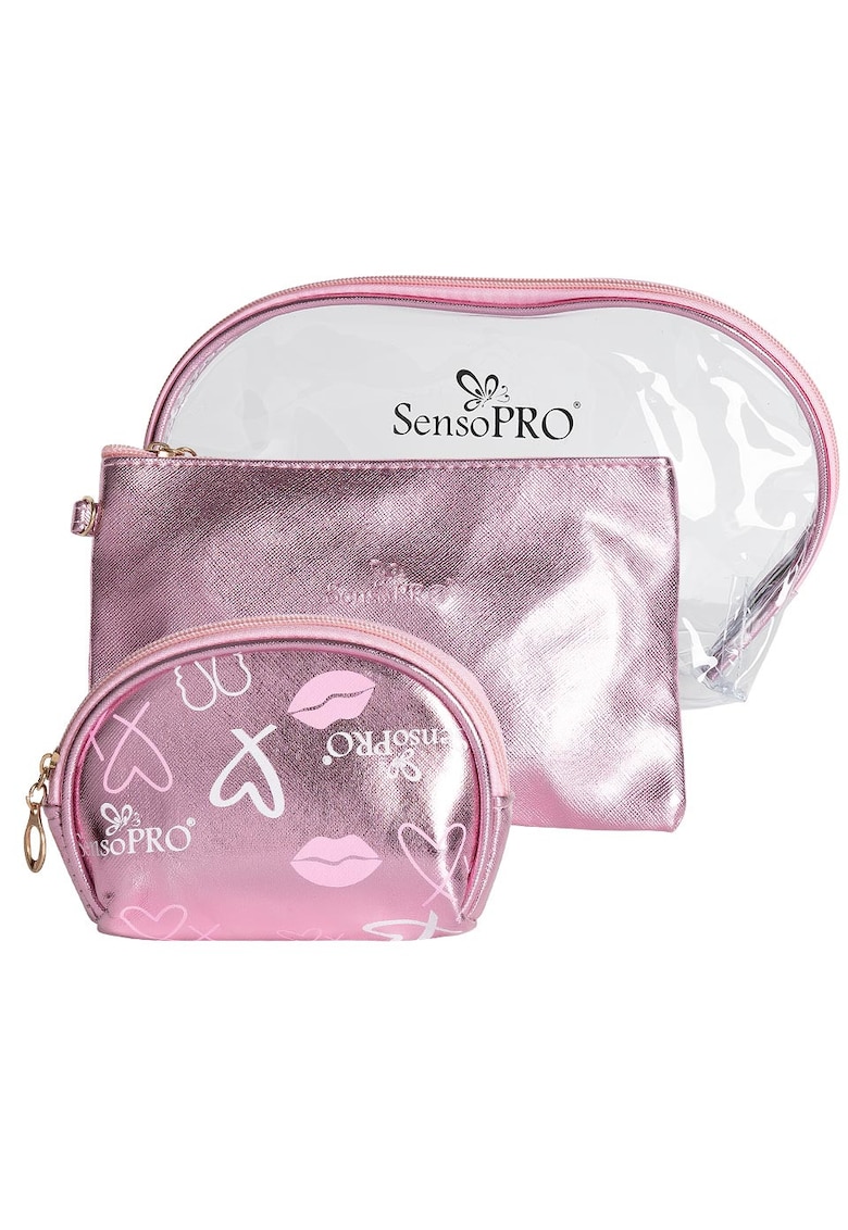 Portfard Travel Transparent & Pink -  Liberty - set 3 buc