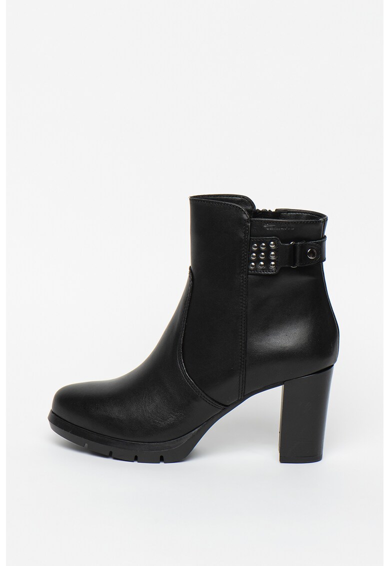 Botine din piele cu toc bloc