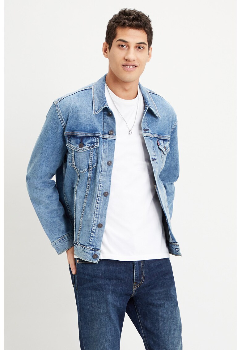 Jacheta din denim cu aspect decolorat