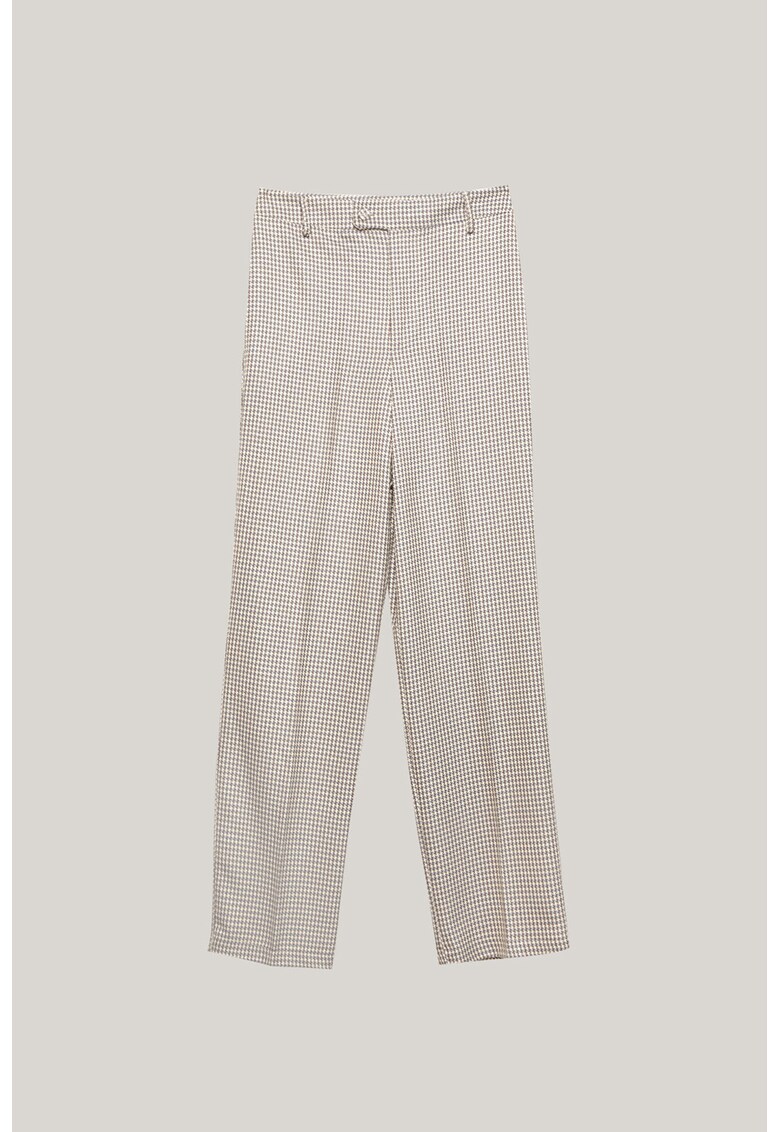 Pantaloni drepti cu model houndstooth