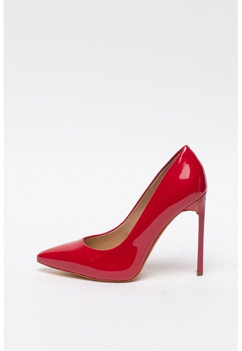 Pantofi stiletto de piele ecologica cu aspect lacuit