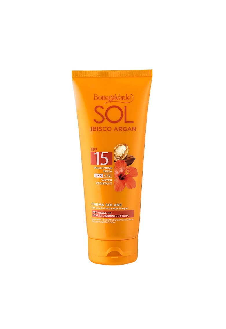 Crema protectie solara - rezistent la apa - cu ulei de Hibiscus si Argan - SPF 15 - Sol Ibisco Argan - 200 ML -