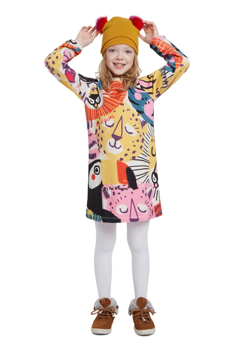 Rochie din amestec de bumbac cu imprimeu