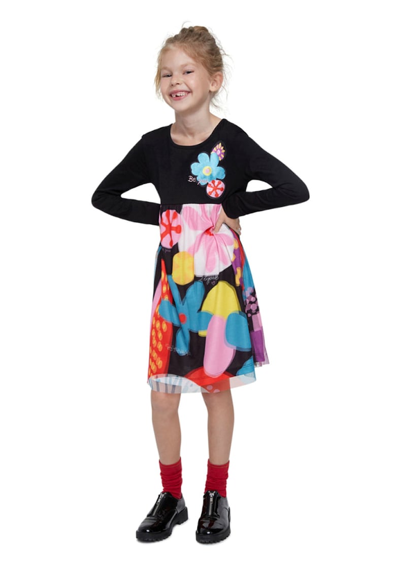 Rochie cu croiala baby-doll si model floral