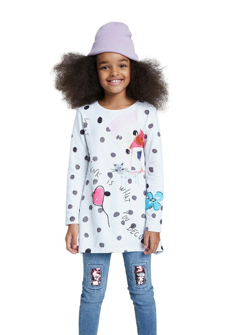 Bluza de bumbac cu buline