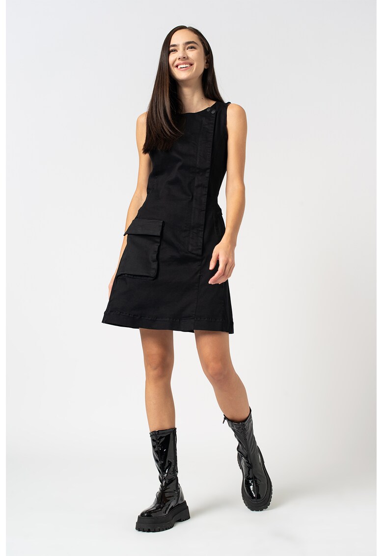 Rochie mini cu croiala in A si buzunar aplicat Vodan