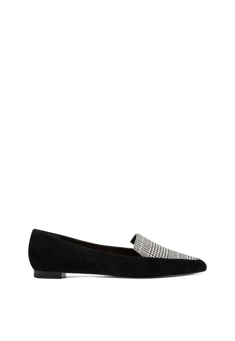 Pantofi loafer de piele intoarsa cu garnitura houndstooth Abay