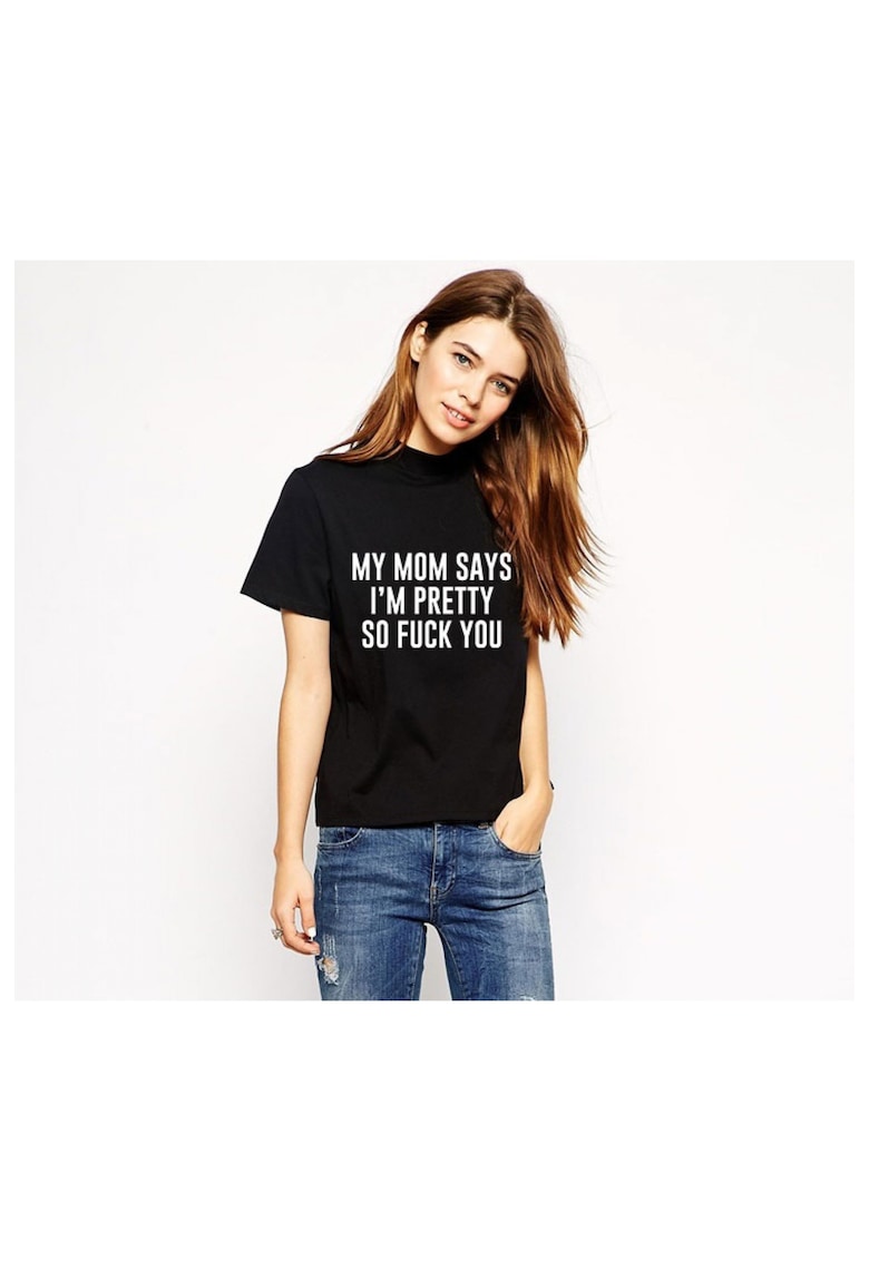 Tricou dama negru - My MOM says