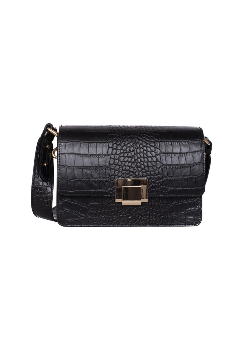 Geanta crossbody de piele cu aspect de piele de crocodil Mayra