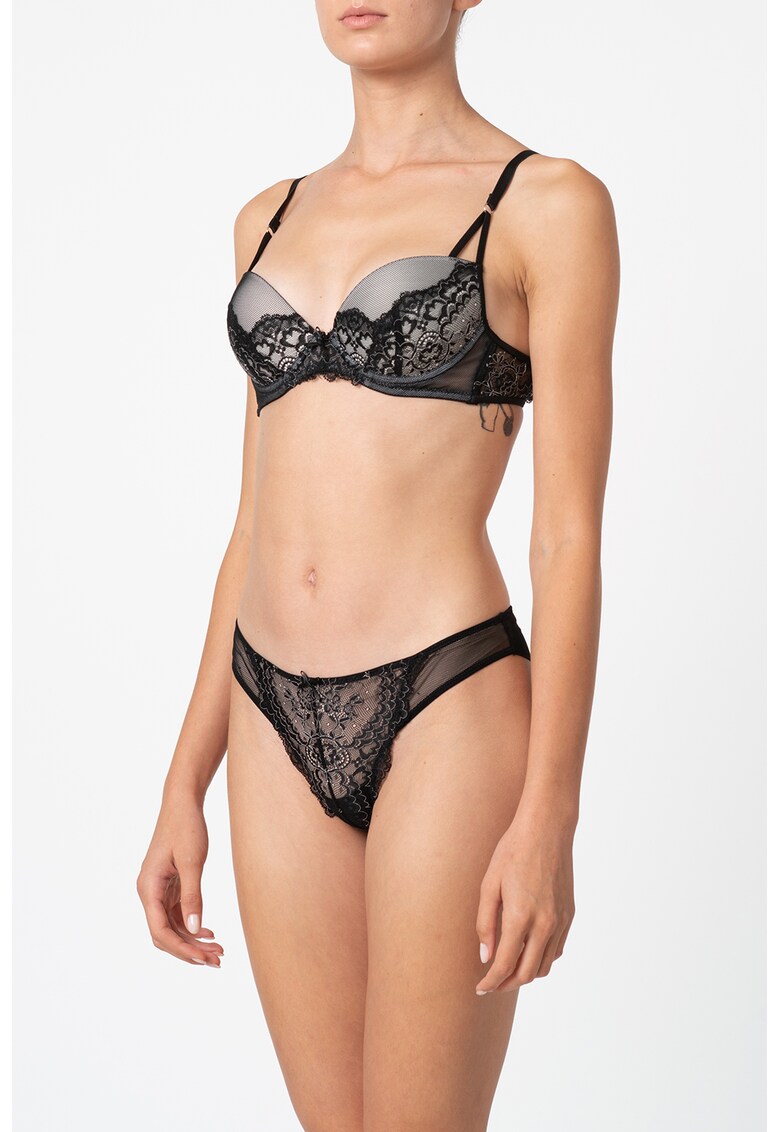 Sutien push-up din dantela si plasa