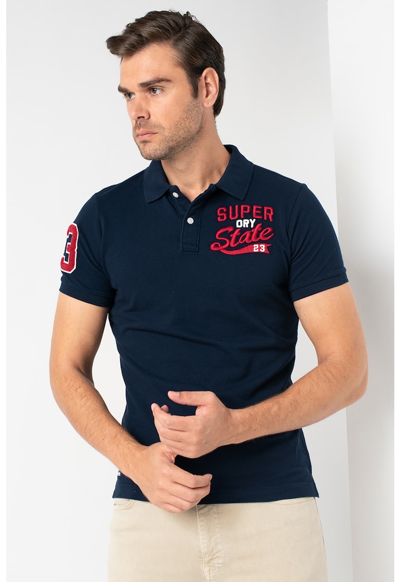 Tricou polo din bumbac pique Superstate imagine fashiondays.ro SUPERDRY