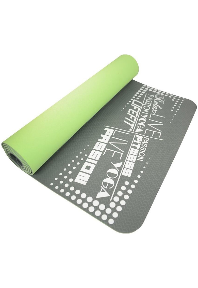 Saltea fitness/yoga/pilates LifeFit TPE - 186x61x0.5cm - fata dubla -Verde-Gri