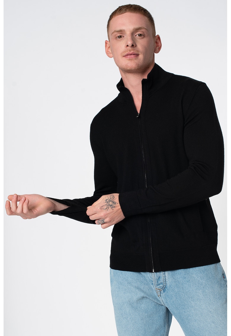 Cardigan din lana Merinos cu fermoar
