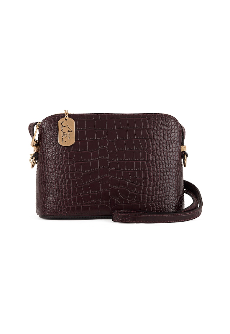 Geanta crossbody de piele cu aspect de piele de crocodil Bianca