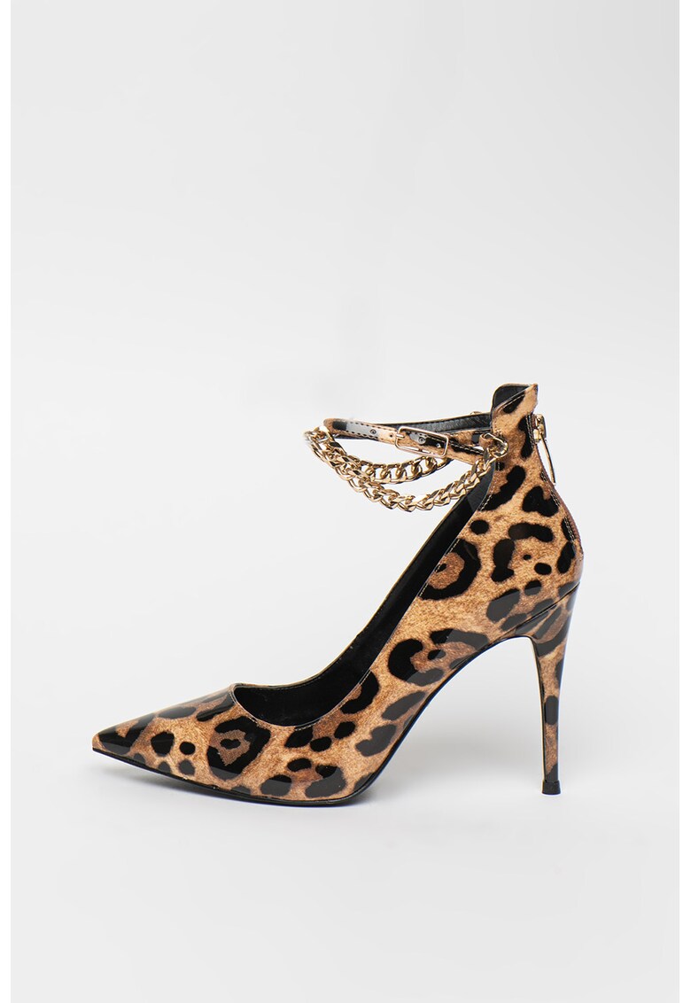 Pantofi cu bareta pe glezna cu model leopard