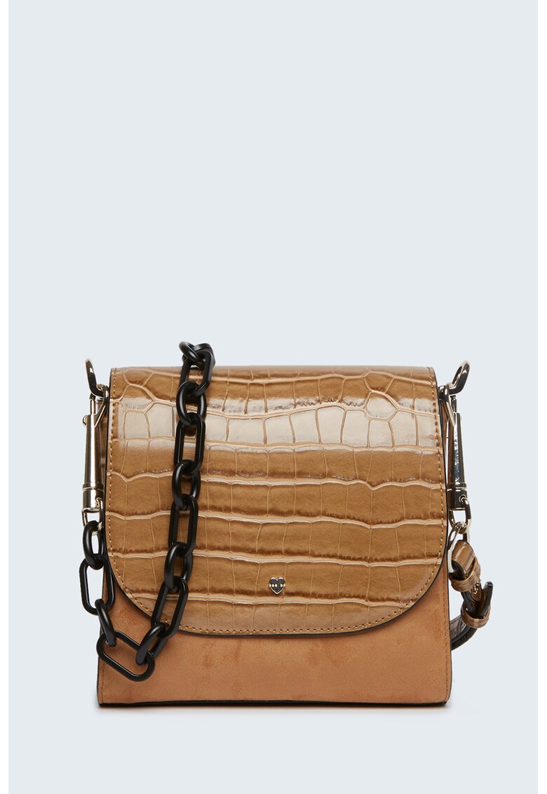 Geanta crossbody de piele ecologica cu aspect de piele de reptila