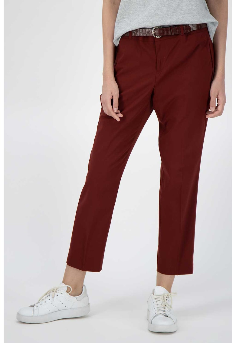 Pantaloni crop chino din amestec de lana