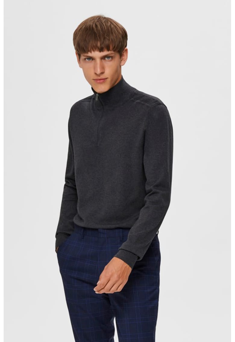 Pulover tricotat fin cu fenta cu fermoar Berg