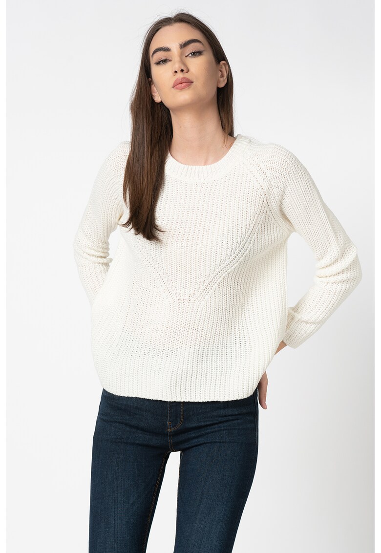 Pulover tricotat fin cu maneci raglan New