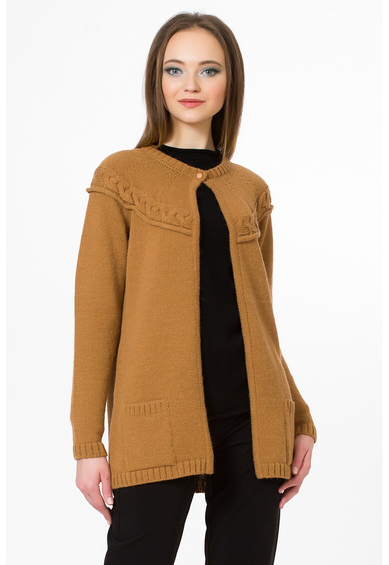 Cardigan tricotat din amestec de lana si lana alpaca