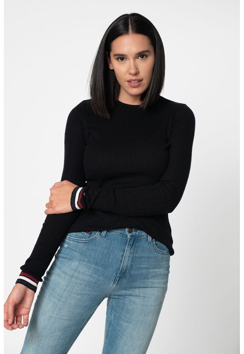 Pulover slim fit din amestec de modal si lana