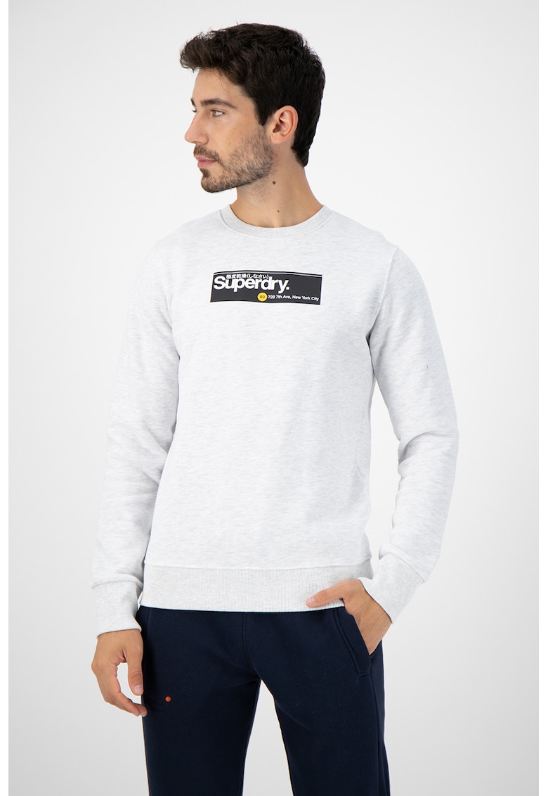 Bluza sport cu decolteu la baza gatului si imprimeu logo imagine fashiondays.ro SUPERDRY