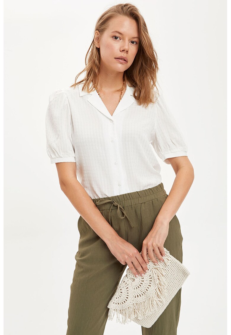 Camasa texturata cu maneci bufante Camasa texturata cu maneci bufante