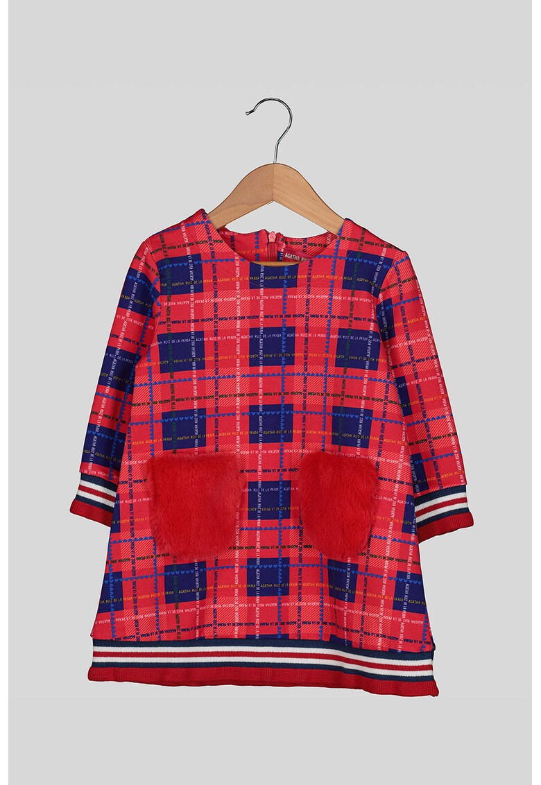 Rochie cu croiala in A si model tartan