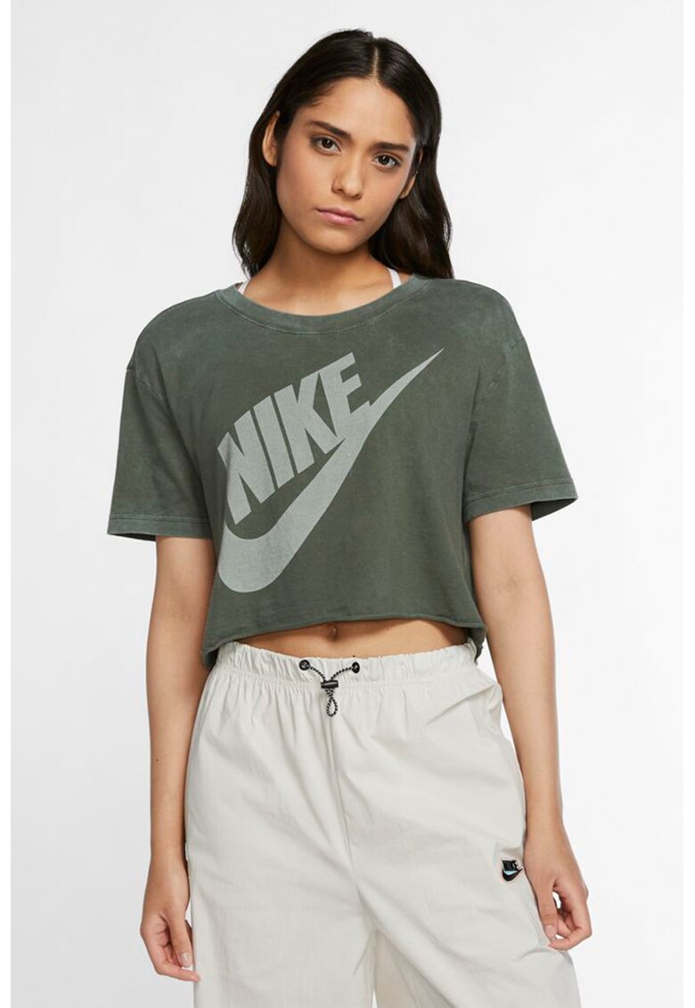 Tricou crop cu imprimeu logo Futura