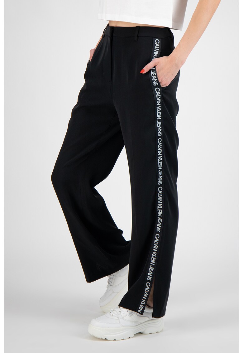 Pantaloni cu croiala ampla si garnituri laterale cu logo