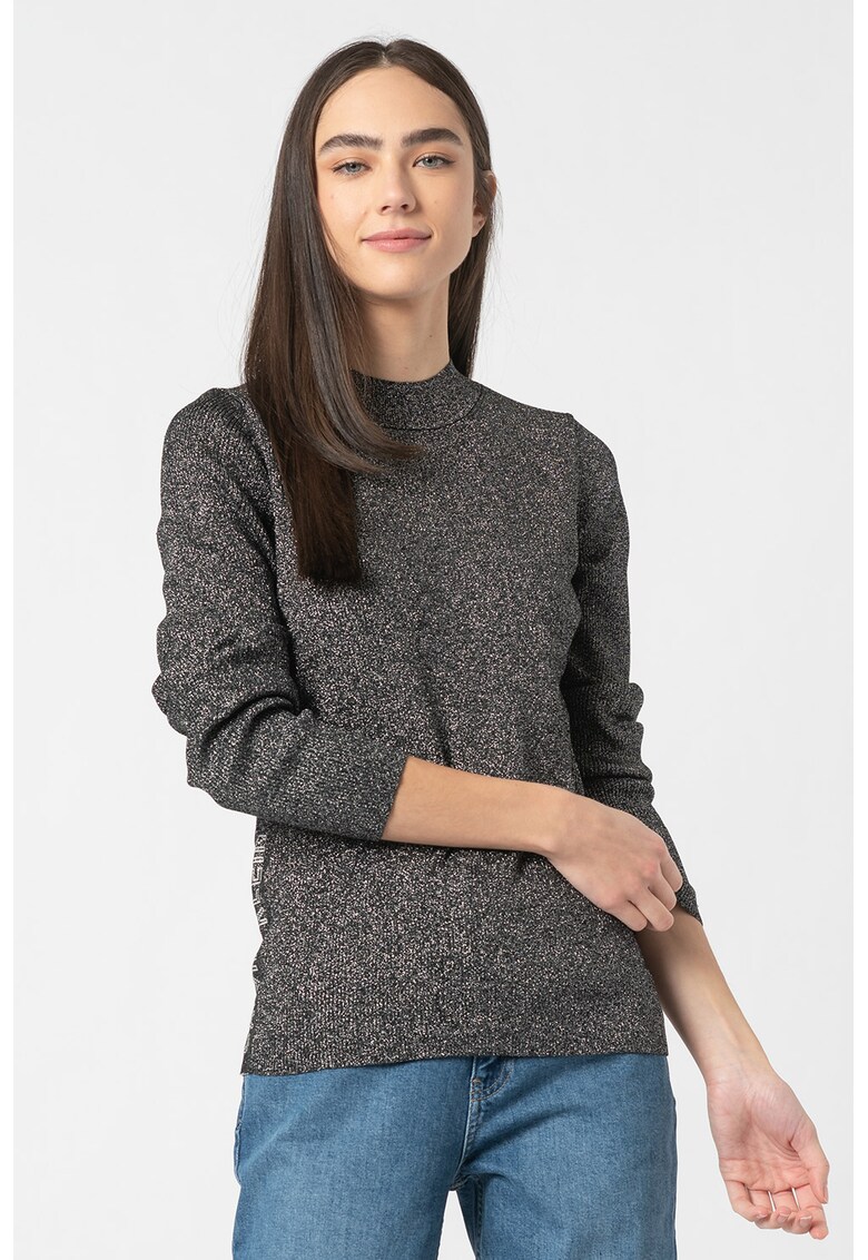 Pulover slim cu insertii metalizate