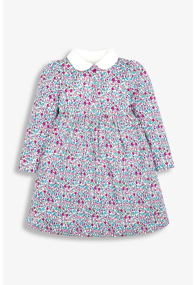 Rochie cu croiala in A - imprimeu floral si guler Peter Pan