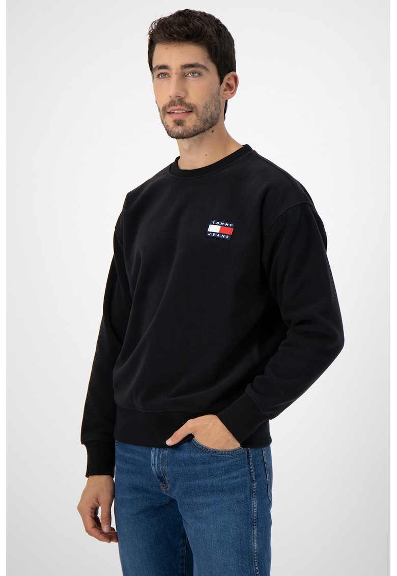 Bluza sport din material fleece cu logo brodat Tommy Jeans imagine Black Friday 2021