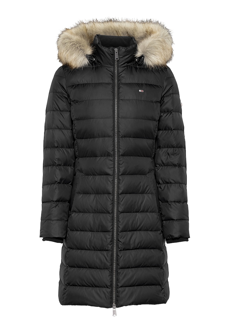Geaca lunga cu umplutura de puf - Negru