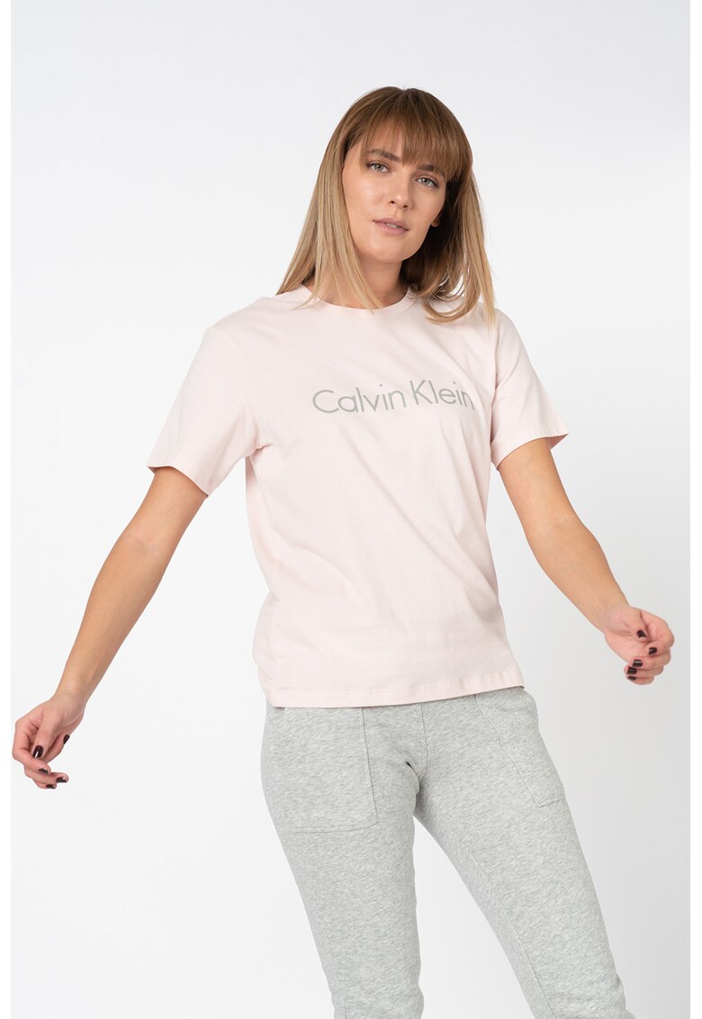 Tricou de pijama din bumbac cu imprimeu logo CALVIN KLEIN