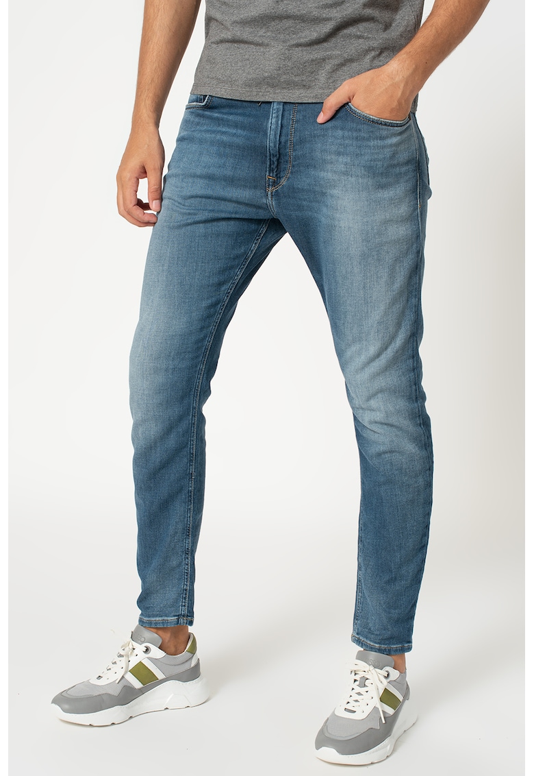 Blugi relaxed fit cu snur Johnson - Bleumarin