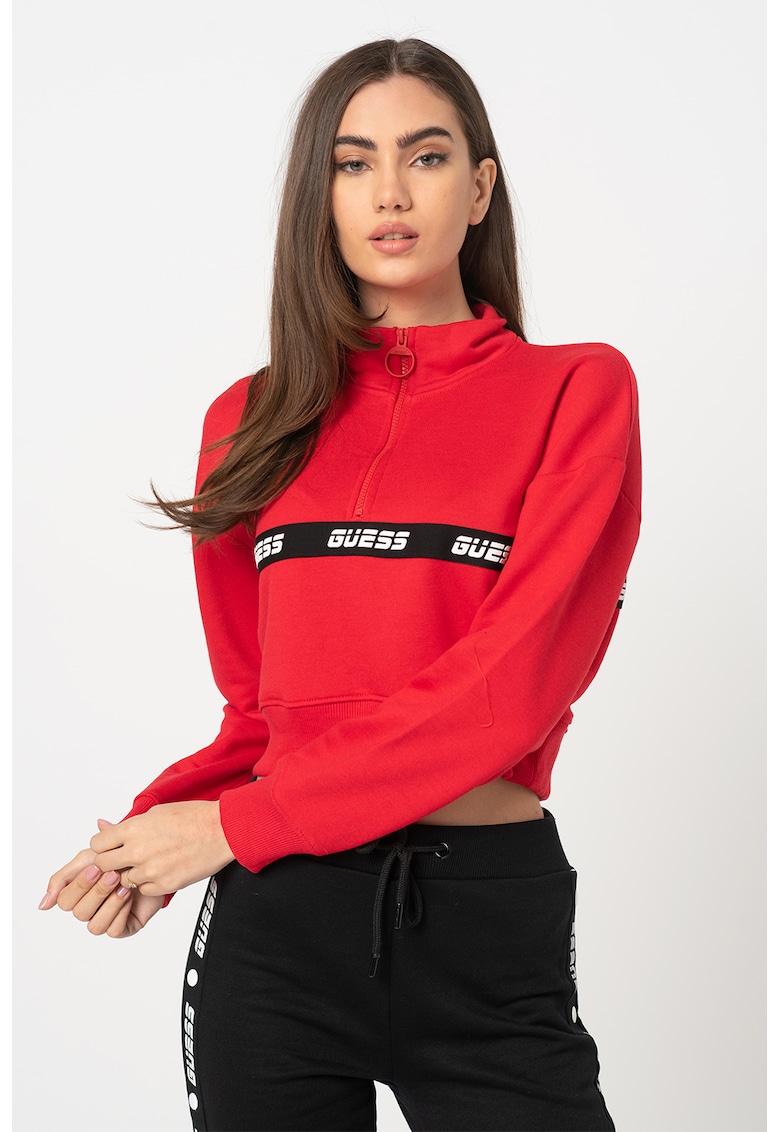 Bluza sport de casa crop cu fermoar