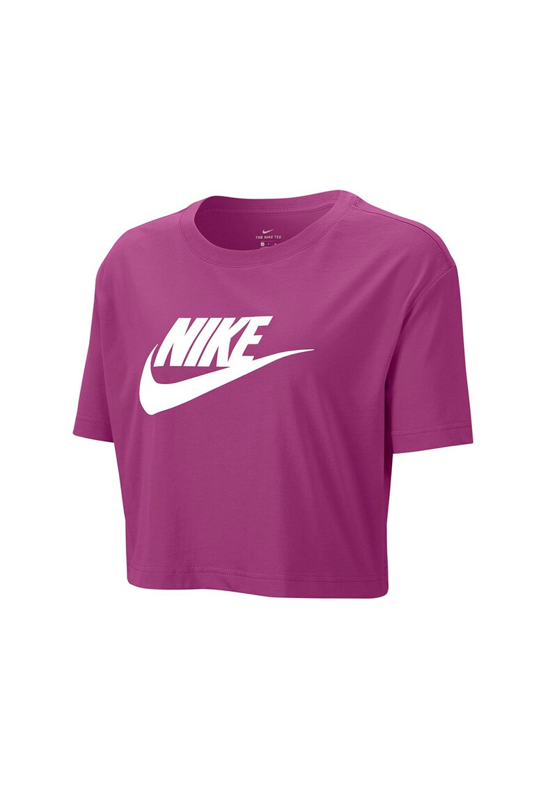 Tricou crop cu imprimeu logo Sportswear Essentials