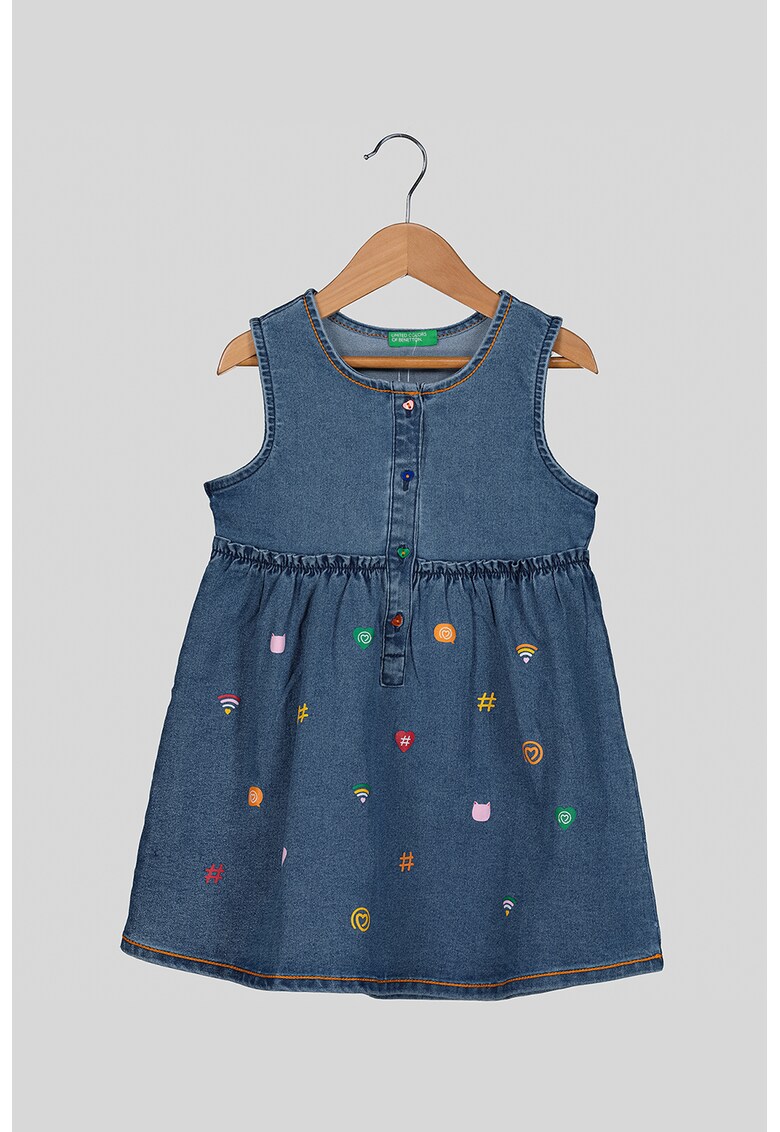 Rochie din denim cu fenta cu nasturi