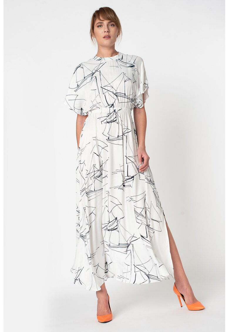 Rochie cu imprimeu grafic si slituri laterale Edit