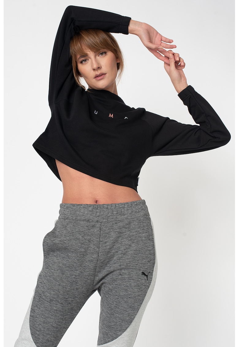 Bluza sport crop cu maneci raglan Fierce