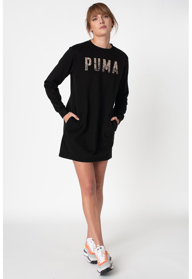 Rochie tip bluza sport cu imprimeu logo 2