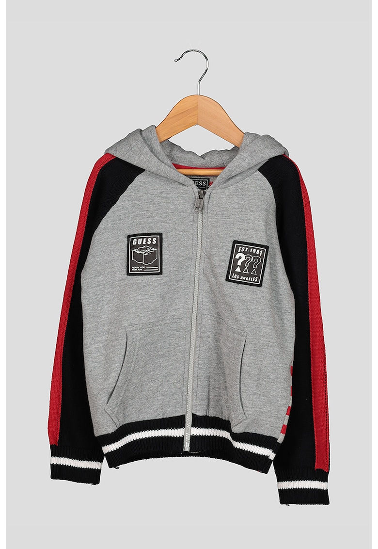 Hanorac cu fermoar - mansete si terminatii striate Hanorac cu fermoar - mansete si terminatii striate