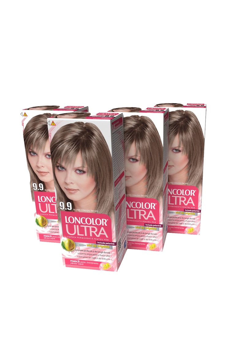 Pachet promo: 4 x Vopsea de par permanenta Ultra 9.9 Blond Cenusiu Inchis - 400 ml
