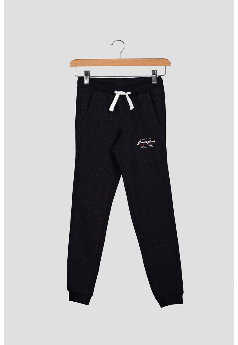 Pantaloni sport cu buzunare oblice si logo