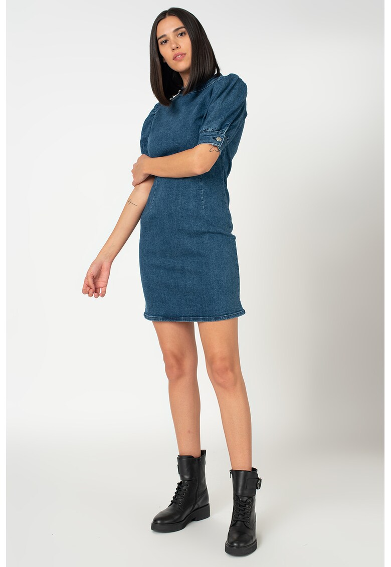 Rochie mini de denim cu maneci bufante Indy