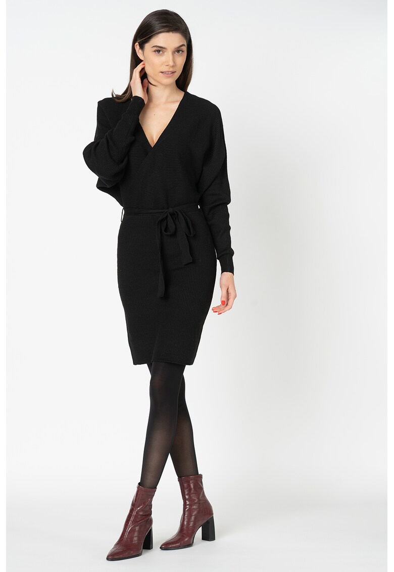 Rochie din tricot cu decolteu in V Rem